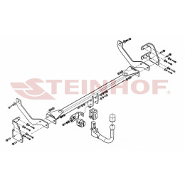 P-047 STEINHOF Фаркоп на Peugeot 508 седан, кроме GT 2011-2019. Требуется подрезка бампера. Тип шара: AV (вертикальное быстросъемное крепление шара на ключе). Н