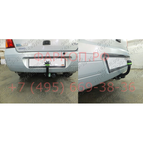 R102-A Лидер-плюс ТСУ для Renault Symbol седан 2002-2008 без снятия и выреза бампера. Нагрузки: 1200/75 кг, масса фаркопа 13,06 кг (без электрики в комплекте)