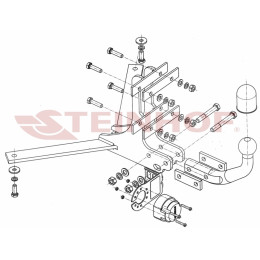 S-016 STEINHOF Фаркоп на Saab 9-3 универсал 2002-2012. Требуется подрезка бампера. Тип шара: A. Нагрузки: 1600/75 кг, масса фаркопа 9,23 кг (без электрики в компле