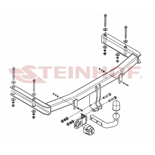 S-103 STEINHOF Фаркоп на Seat Exeo седан 2008-2013, Seat Exeo ST (универсал) 2008-2013. Требуется подрезка бампера. Тип шара: A. Нагрузки: 2000/100 кг, масса фаркопа 18,4 кг (без электрики в комплекте)