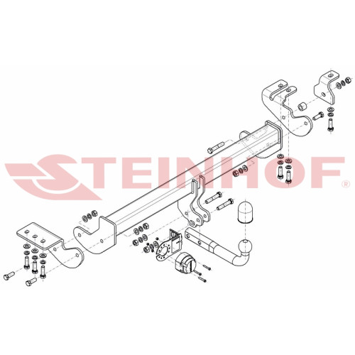 S-468 STEINHOF Фаркоп на SsangYong Actyon 2011-2015 без снятия и подрезки бампера. Тип шара: A. Нагрузки: 2400/100 кг, масса фаркопа 18,2 кг (без электрики в комплекте)