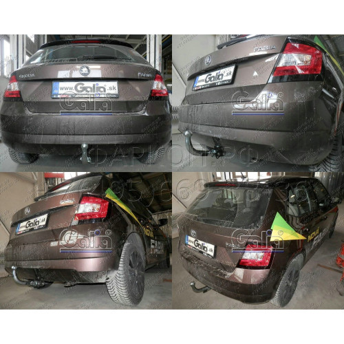 S110A GALIA Полностью оцинкованный фаркоп на Skoda Fabia хетчбек 2014-2021. Подрозетник убирается за бампер. Тип шара: A. Невидимый вырез бампера. Нагрузки: 1200/75 кг, масса фаркопа 12,32 кг