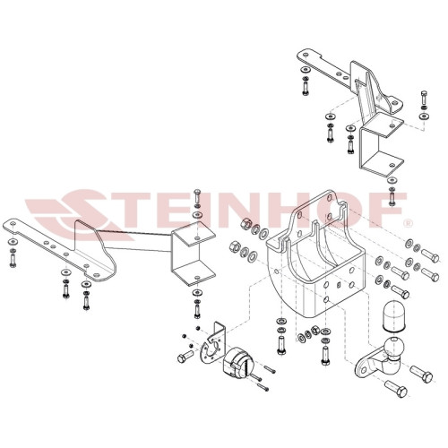 T-174 STEINHOF Фаркоп на Toyota Land Cruiser Prado J150 11/2009-2023. Требуется подрезка бампера. Тип шара: F. Нагрузки: 3500/140 кг (без электрики в комплекте)