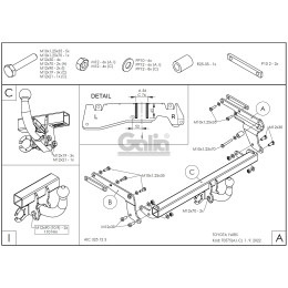 T057A GALIA Полностью оцинкованный фаркоп на Toyota Yaris 2005-2014. Особенности: с 2012 по 2014 необходимо отрегулировать положение глушителя. Тип шара: A. Без