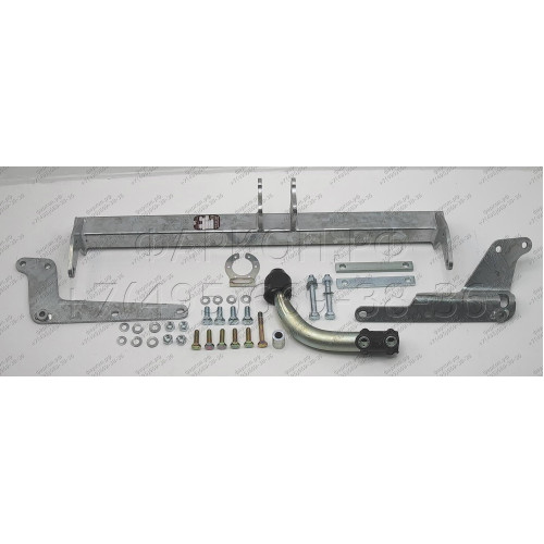 T057A GALIA Полностью оцинкованный фаркоп на Toyota Yaris 2005-2014. Особенности: с 2012 по 2014 необходимо отрегулировать положение глушителя. Тип шара: A. Без выреза бампера. Нагрузки: 1050/50 кг, масса фаркопа 13,25 кг
