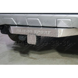 TCU00279 ТСС Фаркоп на Mitsubishi Pajero Sport 2021- с накладкой с надписью Pajero Sport без подрезки бампера. Тип шара: E (шаровый узел под американский квадрат). Н