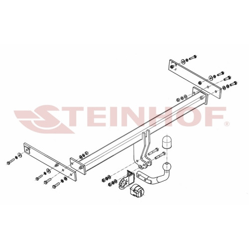 V-137 STEINHOF Фаркоп на Seat Alhambra 2010-2012, Volkswagen Sharan 2010-2012. Требуется подрезка бампера. Тип шара: A. Нагрузки: 2500/100 кг, масса фаркопа 22 кг (без электрики в комплекте)