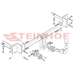 V-161 STEINHOF Фаркоп на Volkswagen UP 2012-, Skoda Citigo 2012-2020, Seat Mii 2012-. Требуется подрезка бампера. Тип шара: AH (горизонтальное быстросъемное крепление шара на