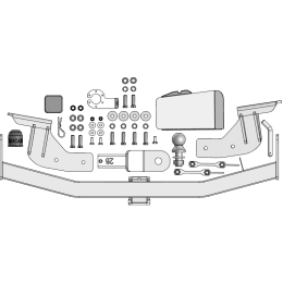 ZC102E ZINCAR Полностью оцинкованный фаркоп на Changan CS95 2023- без выреза в бампере. Тип шара: E. Нагрузки 1500/75 кг, масса фаркопа 21,4 кг (без электрики в ко