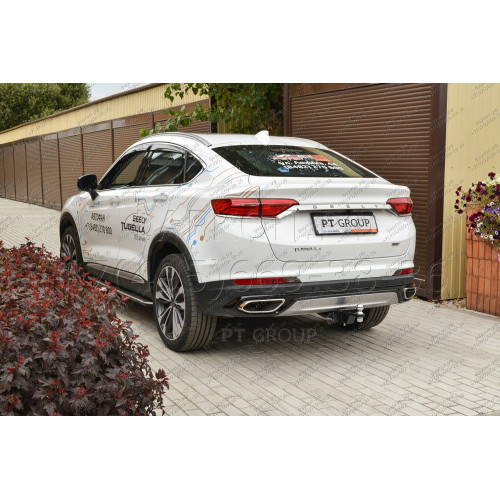 GTG-20-991122.00 PT GROUP Фаркоп на Geely Tugella 2020-2024, KnewStar 001 2024- без подрезки бампера. Тип шара: E (легкосъемный шар под квадрат). Нагрузки: 1000/75 кг, масса фаркопа 18,45 кг (без электрики в комплекте)