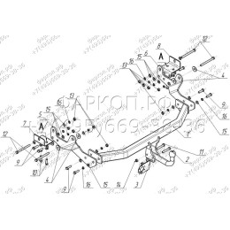 HY 17 AVTOS Фаркоп на Hyundai Starex 4WD 1997-2008, Hyundai H1 4WD 1997-2008 без подрезки бампера. Тип шара: A. Нагрузки: 1200/75 кг, масса фаркопа 15 кг (без электрики в комплек