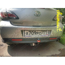 4528-A ORIS Фаркоп на Mazda 6 хетчбек/седан 2008-2013. Необходима подрезка бампера. Тип шара: A. Нагрузки: 1500/70 кг, масса фаркопа 19,4 кг (без электрики в комп