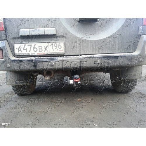 6508-A ORIS Фаркоп на UAZ 3159, 3160, 3162, 3163 Patriot 4x4 1994-2015, 2015- без подрезки бампера. Тип шара: A. Нагрузки: 1500/75 кг, масса фаркопа 13,3 кг (без электрики в комплекте)