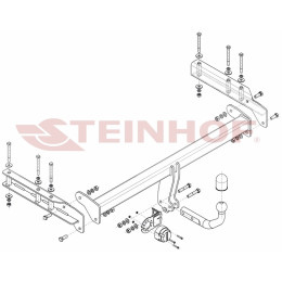 A-055 STEINHOF Фаркоп на Audi A6 Allroad C5 (Quattro) 05/2000-04/2005 без подрезки бампера. Тип шара: A. Нагрузки: 2300/95 кг, масса фаркопа 23 кг (без электрики в комплекте)