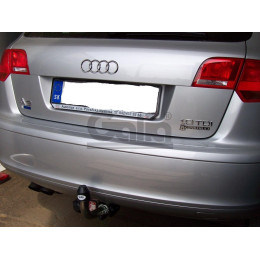 A045A GALIA Полностью оцинкованный фаркоп на Audi A3 Sportback хетчбек 5 дверей 2004-2008, 2008-2013. Тип шара: A. Подрезка бампера. Нагрузки: 1600/75 кг, масса фаркопа 