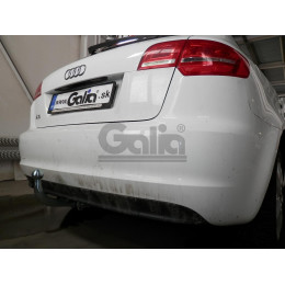 A045A GALIA Полностью оцинкованный фаркоп на Audi A3 Sportback хетчбек 5 дверей 2004-2008, 2008-2013. Тип шара: A. Подрезка бампера. Нагрузки: 1600/75 кг, масса фаркопа 