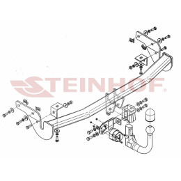 C-013 STEINHOF Фаркоп на Citroen C3 Picasso 2009-2017. Требуется подрезка бампера. Тип шара: AV (вертикальное быстросъемное крепление шара на ключе). Нагрузки: 120