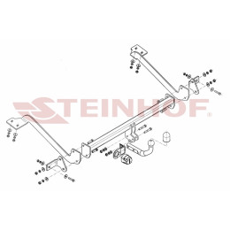 C-015 STEINHOF Фаркоп на Citroen Berlingo II LWB L2 2008-2019, Peugeot Partner II LWB L2 2008-2019 без снятия и подрезки бампера. Тип шара: A. Нагрузки: 1600/70 кг, масса фаркопа 22,3 кг (б