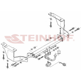 C-027 STEINHOF Фаркоп на Citroen C5 универсал 2001-2004, 2004-2008 без снятия и подрезки бампера. Тип шара: A. Нагрузки: 2000/85 кг, масса фаркопа 20,7 кг (без электрики 
