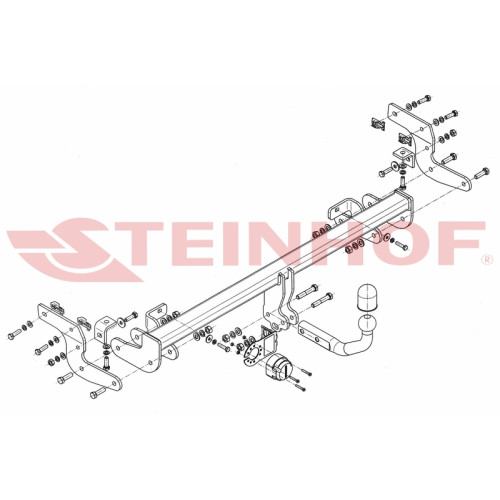 C-051 STEINHOF Фаркоп на Citroen C4 Cactus 2014-2018 без подрезки бампера. Тип шара: A. Нагрузки: 1000/70 кг, масса фаркопа 19,9 кг (без электрики в комплекте)