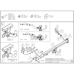 C052A GALIA Полностью оцинкованный фаркоп на Peugeot Partner II 2008-2018: L1 4380 мм., включая Partner II Tepee, Citroen Berlingo II 2008-2018: L1 4380 мм., Peugeot Partner III L1 2018-, Peugeot Rifter L1 2018-, Ci