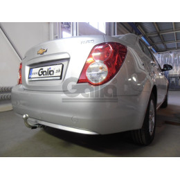 C063A GALIA Полностью оцинкованный фаркоп на Chevrolet Aveo седан 2012-2015. Подрозетник убирается за бампер. Тип шара: A. Без выреза бампера. Нагрузки: 1100/50 