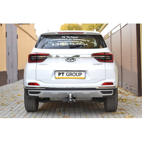 CTH-21-991122.00 PT GROUP Фаркоп на Tenet T4 2025-, Chery Tiggo 4 2024-, Chery Tiggo 4 Pro 2022-, Chery Tiggo 4 2019-2023 без подрезки бампера. Тип шара: E (легкосъемный шар под квадрат). Нагрузки: 1500/75 кг, масса фаркопа 17 кг (без электрики в комплект