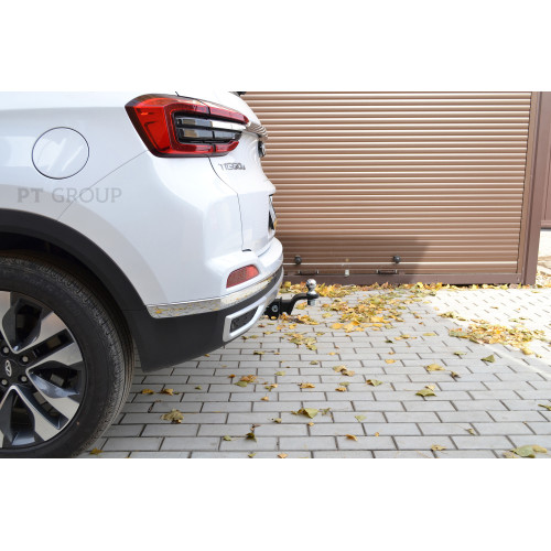 CTH-21-991122.00 PT GROUP Фаркоп на Tenet T4 2025-, Chery Tiggo 4 2024-, Chery Tiggo 4 Pro 2022-, Chery Tiggo 4 2019-2023 без подрезки бампера. Тип шара: E (легкосъемный шар под квадрат). Нагрузки: 1500/75 кг, масса фаркопа 17 кг (без электрики в комплект