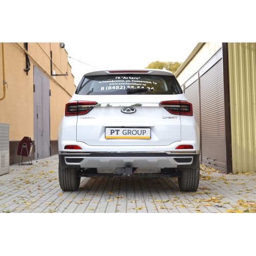 CTH-21-991122.00 PT GROUP Фаркоп на Tenet T4 2025-, Chery Tiggo 4 2024-, Chery Tiggo 4 Pro 2022-, Chery Tiggo 4 2019-2023 без подрезки бампера. Тип шара: E (легкосъемный шар под квадрат). Нагрузки: 1500/75 кг, масса фаркопа 17 кг (без электрики в комплект