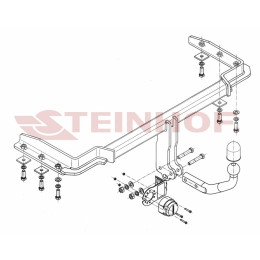 D-180 STEINHOF Фаркоп на Daewoo Tacuma 2000-2004, Chevrolet Rezzo 2000-2004, 2004-2008. Требуется подрезка бампера. Тип шара: A. Нагрузки: 1500/75 кг, масса фаркопа 18 кг (без электр
