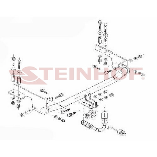 F-126 STEINHOF Фаркоп на FIAT Punto II хетчбек 3/5 дверей 09/1999-06/2003, 06/2003-2010 без подрезки бампера. Тип шара: A. Нагрузки: 1100/60 кг, масса фаркопа 15,8 кг (без электрики в комплекте)
