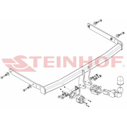F-252 STEINHOF Фаркоп на Ford Fiesta хетчбек 3/5 дверей 2002-2008. Требуется подрезка бампера. Тип шара: AH (горизонтальное быстросъемное крепление шара на кл