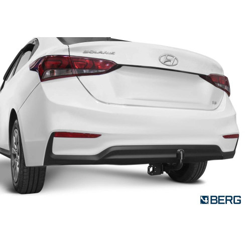 F.2311.001 BERG Фаркоп на Hyundai Solaris 2017-2020, 2020-2022, Kia Rio 2017-2020, 2020-2022 (без ПТФ), Solaris HS 2024- без подрезки бампера. Тип шара: A. Нагрузки: 1200/75 кг, масса фаркопа 17,8 кг (без электрики в комплекте)