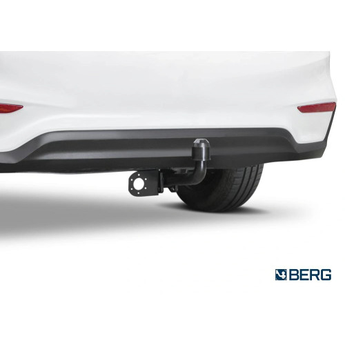 F.2311.001 BERG Фаркоп на Hyundai Solaris 2017-2020, 2020-2022, Kia Rio 2017-2020, 2020-2022 (без ПТФ), Solaris HS 2024- без подрезки бампера. Тип шара: A. Нагрузки: 1200/75 кг, масса фаркопа 17,8 кг (без электрики в комплекте)