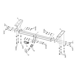 F.5719.001 BERG Фаркоп на Toyota RAV4 2006-2013 (кроме Long) без снятия и подрезки бампера. Тип шара: A. Нагрузки: 1500/75 кг, масса фаркопа 23,2 кг (без электрики в ком
