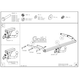 F119C GALIA Полностью оцинкованный фаркоп на Ford Focus III универсал 2011-2018. Подрозетник убирается за бампер. Тип шара: C (горизонтальный съемный). Без в