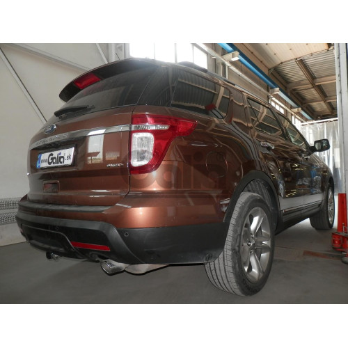 F123A GALIA Полностью оцинкованный фаркоп на Ford Explorer 2011-2015 (без подрезки бампера), Ford Explorer 2015-2020 (минимальная подрезка бампера). Подрозетник убирается за бампер. Тип шара: A. Нагрузки: 2400/130 кг, масса фаркопа 19,62 кг