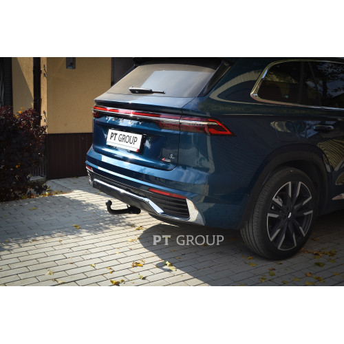 GMN-21-991422.00 PT GROUP Фаркоп на Geely Monjaro 2022-. Необходима подрезка бампера. Тип шара: AV (вертикально-съемный с ключом). Нагрузки: 1250/75 кг, масса фаркопа 20 кг (без электрики в комплекте)
