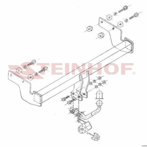 H-236 STEINHOF Фаркоп на Hyundai Getz 2002-10/2005. Требуется подрезка бампера. Тип шара: A. Нагрузки: 1100/44 кг, масса фаркопа 15,6 кг (без электрики в комплекте)
