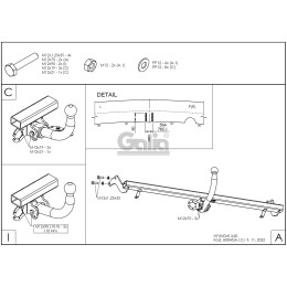 H084C GALIA Полностью оцинкованный фаркоп на Hyundai ix20 2010-2019. Тип шара: C (горизонтальный съемный). Невидимый вырез бампера. Нагрузки: 1300/75 кг, масса ф
