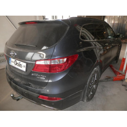 H094A GALIA Полностью оцинкованный фаркоп на Hyundai Grand Santa Fe 2014-2018. Подрозетник убирается за бампер. Тип шара: A. Невидимый вырез бампера. Нагрузки: 25