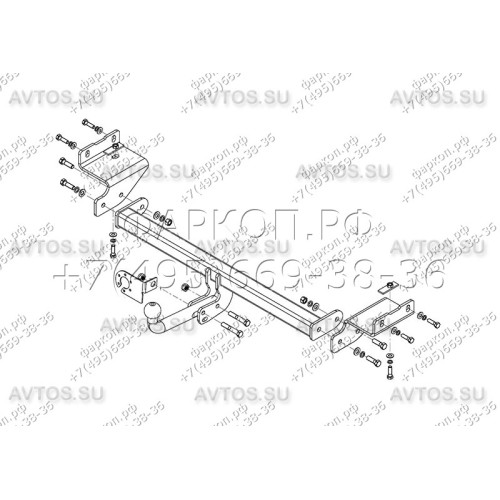 HY 29 AVTOS Фаркоп на Hyundai Creta 2016-2021 без выреза в бампере. Тип шара: A. Нагрузки: 1300/75 кг, масса фаркопа 16,5 кг (без электрики в комплекте)