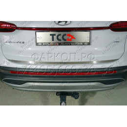TCU00177 ТСС Фаркоп на Hyundai Santa Fe 2021-2023. Требуется подрезка бампера. Тип шара: E (шаровый узел под американский квадрат). Нагрузки: 1500/80 кг