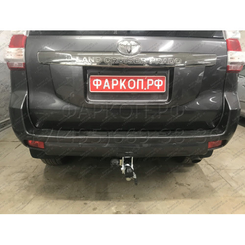 T065C GALIA Полностью оцинкованный фаркоп на Toyota Land Cruiser Prado J120 2003-2009, J150 2009-2023, Lexus GX 470 2003-2009, GX 460 2009-2023. Тип шара: C (горизонтальный съемный). Невидимый вырез бампера. Нагрузки: 3000/120 кг, масса фаркопа 6,97 кг