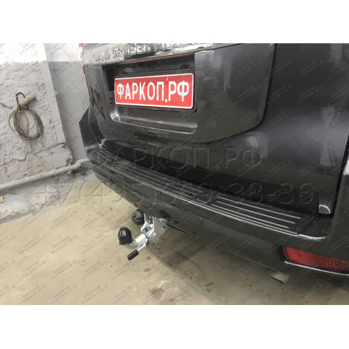 T065C GALIA Полностью оцинкованный фаркоп на Toyota Land Cruiser Prado J120 2003-2009, J150 2009-2023, Lexus GX 470 2003-2009, GX 460 2009-2023. Тип шара: C (горизонтальный съемный). Невидимый вырез бампера. Нагрузки: 3000/120 кг, масса фаркопа 6,97 кг