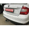 S104A GALIA Полностью оцинкованный фаркоп на Skoda Rapid лифтбек/универсал 2013-2020, 2020-2022, SEAT Toledo седан 2013-2018. Подрозетник убирается за бампер. Тип шара: A. Невидимый вырез бампера. Нагрузки: 1500/75 кг, масса фаркопа 12,52 кг