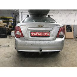 C063A GALIA Полностью оцинкованный фаркоп на Chevrolet Aveo седан 2012-2015. Подрозетник убирается за бампер. Тип шара: A. Без выреза бампера. Нагрузки: 1100/50 