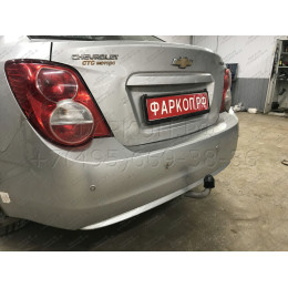 C063A GALIA Полностью оцинкованный фаркоп на Chevrolet Aveo седан 2012-2015. Подрозетник убирается за бампер. Тип шара: A. Без выреза бампера. Нагрузки: 1100/50 