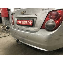 C063A GALIA Полностью оцинкованный фаркоп на Chevrolet Aveo седан 2012-2015. Подрозетник убирается за бампер. Тип шара: A. Без выреза бампера. Нагрузки: 1100/50 