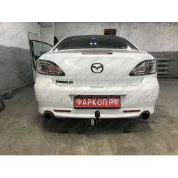 4528-A ORIS Фаркоп на Mazda 6 хетчбек/седан 2008-2013. Необходима подрезка бампера. Тип шара: A. Нагрузки: 1500/70 кг, масса фаркопа 19,4 кг (без электрики в комп